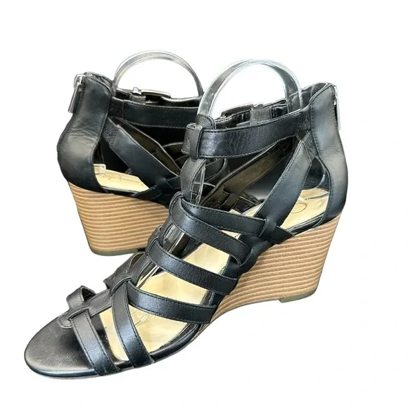 Jessica Simpson Strappy Gladiators Wedge Sandals Black Size 9.5. - Picture 10 of 11